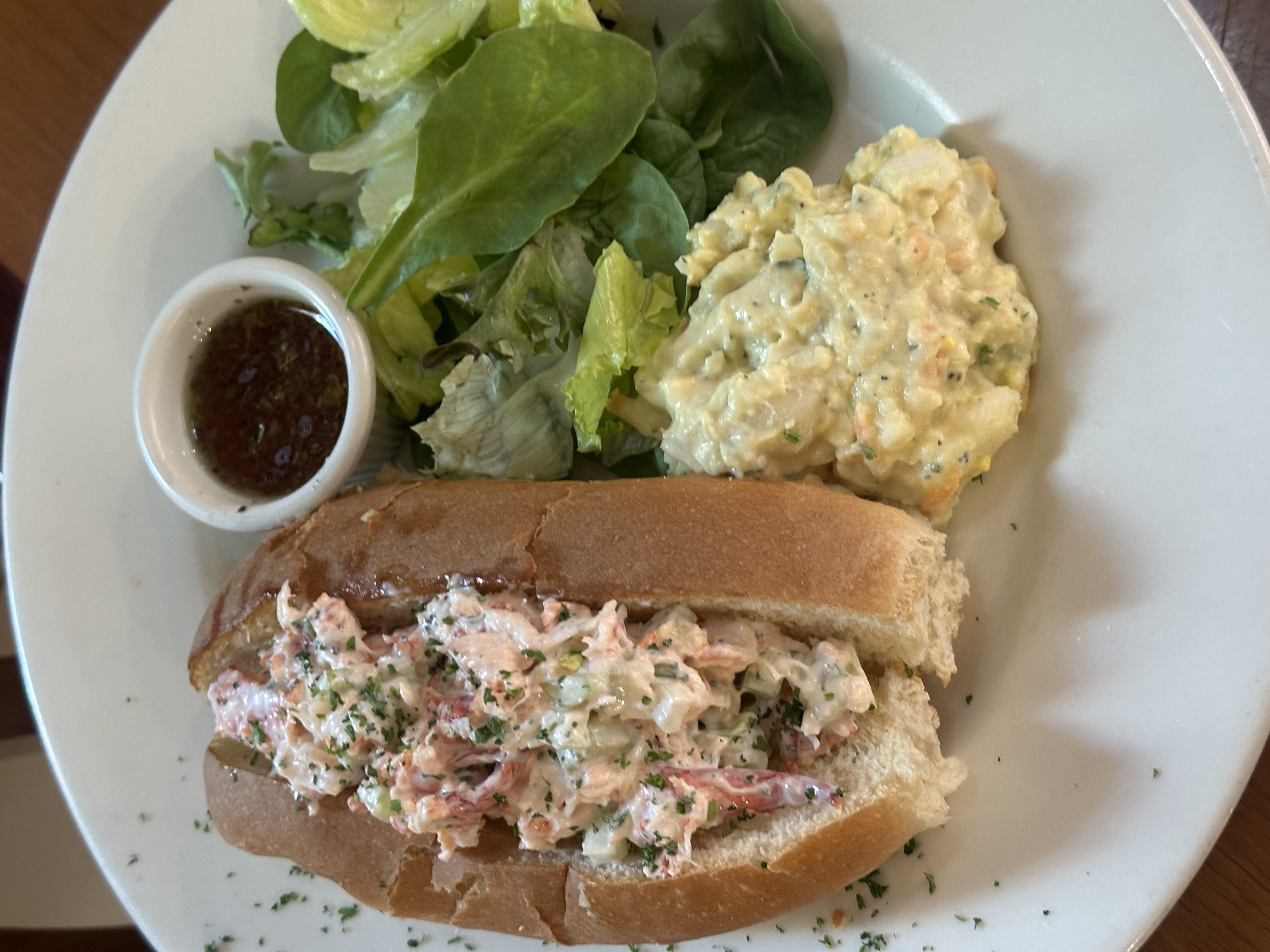 Lobster roll with fresh salad
